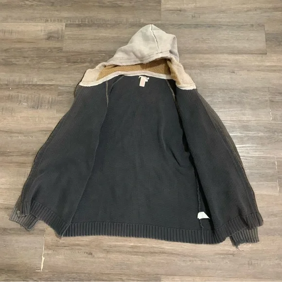 Carbon 2 Cobalt Sweater Mens XL Full Zip Hoodie Think Chunky Jacket Brown - Picture 3 of 7